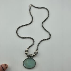 Sterling Silver Necklace 16" Ancient Roman Byzantine Empire Glass Pendant 44.7g